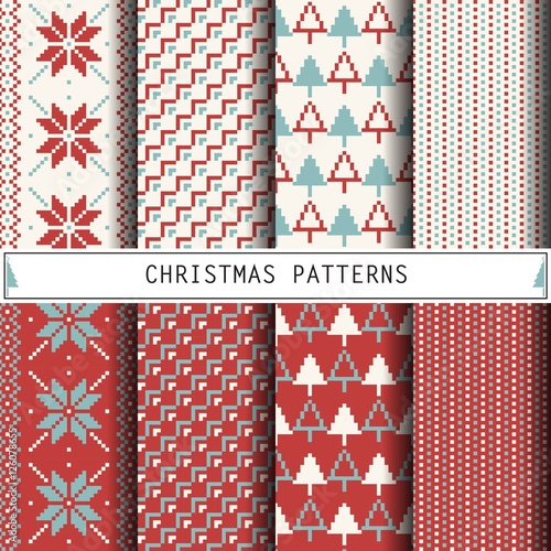 Christmas Patterns. Set of winter holiday backgrounds.