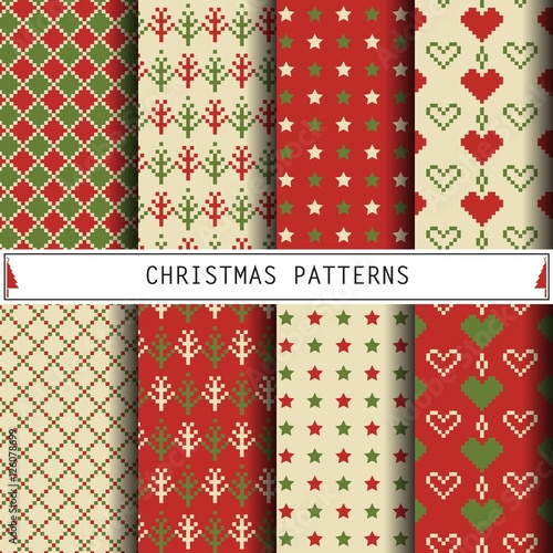 Christmas Patterns. Set of winter holiday backgrounds.