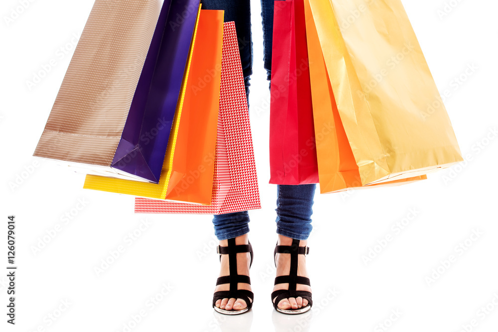 Woman with a lot of shopping bags Woman with a lot of shopping bags