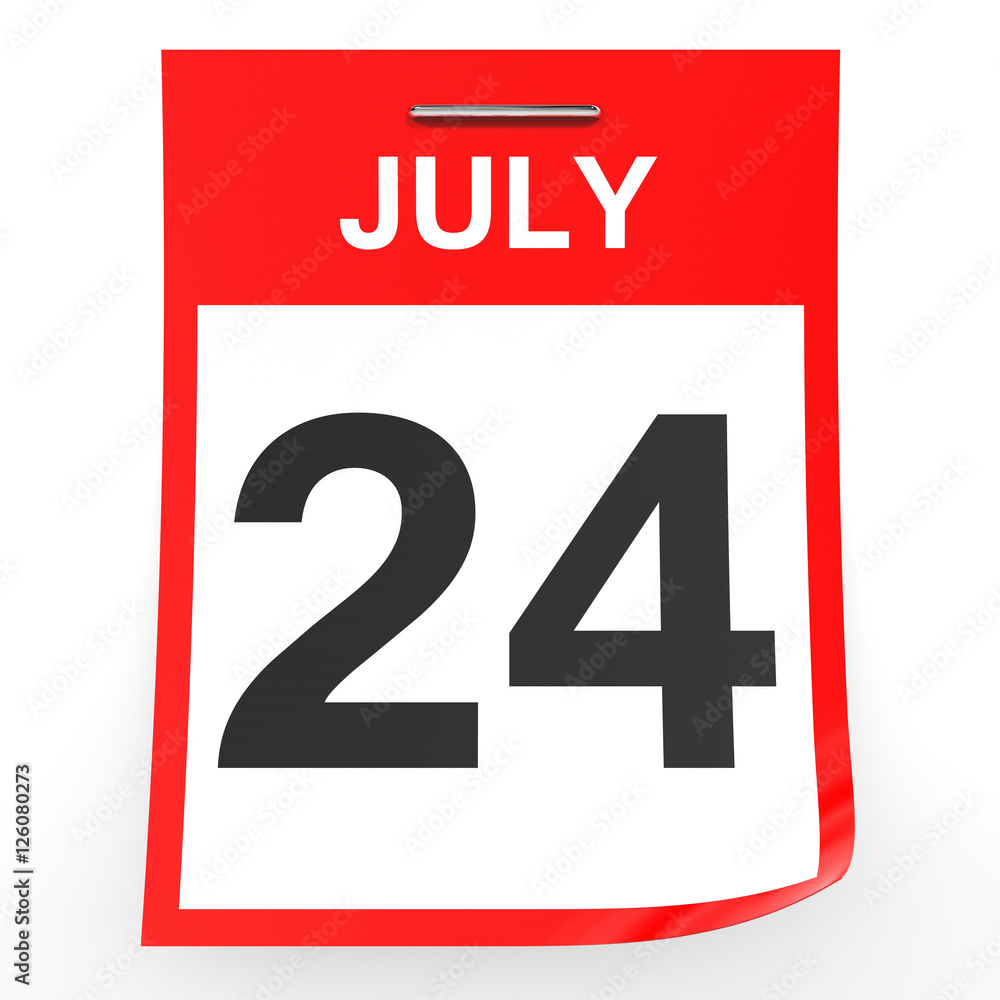 July 24. Calendar on white background. July 24. Calendar on white background.
