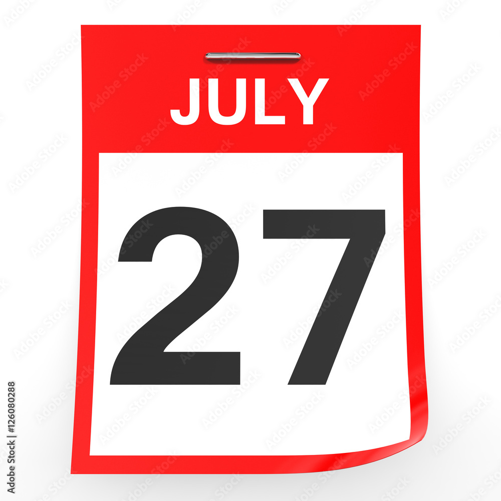 July 27. Calendar on white background. Stock Illustration | Adobe Stock