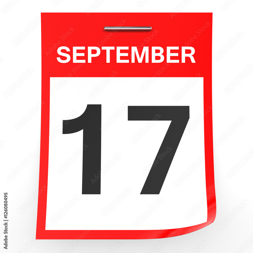 September 17. Calendar on white background. September 17. Calendar on white background.