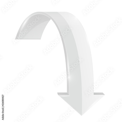 White curved DOWN arrow