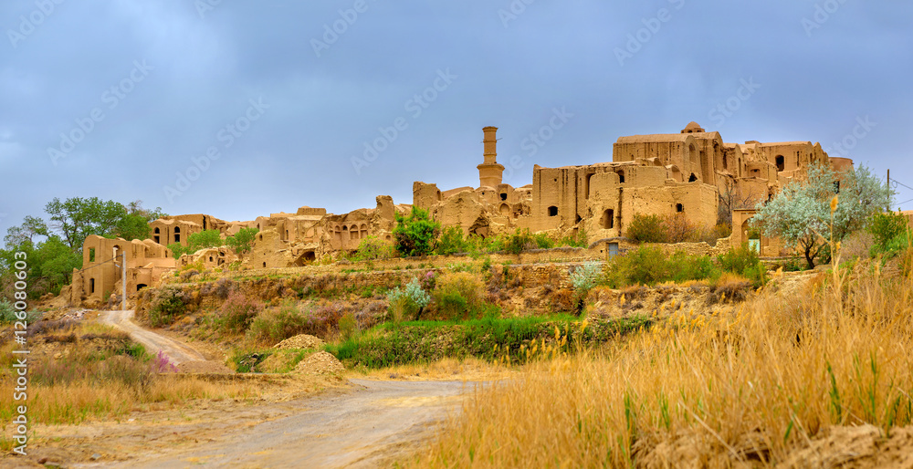 pise-walled village in the desert area of Iran pise-walled village in the desert area of Iran