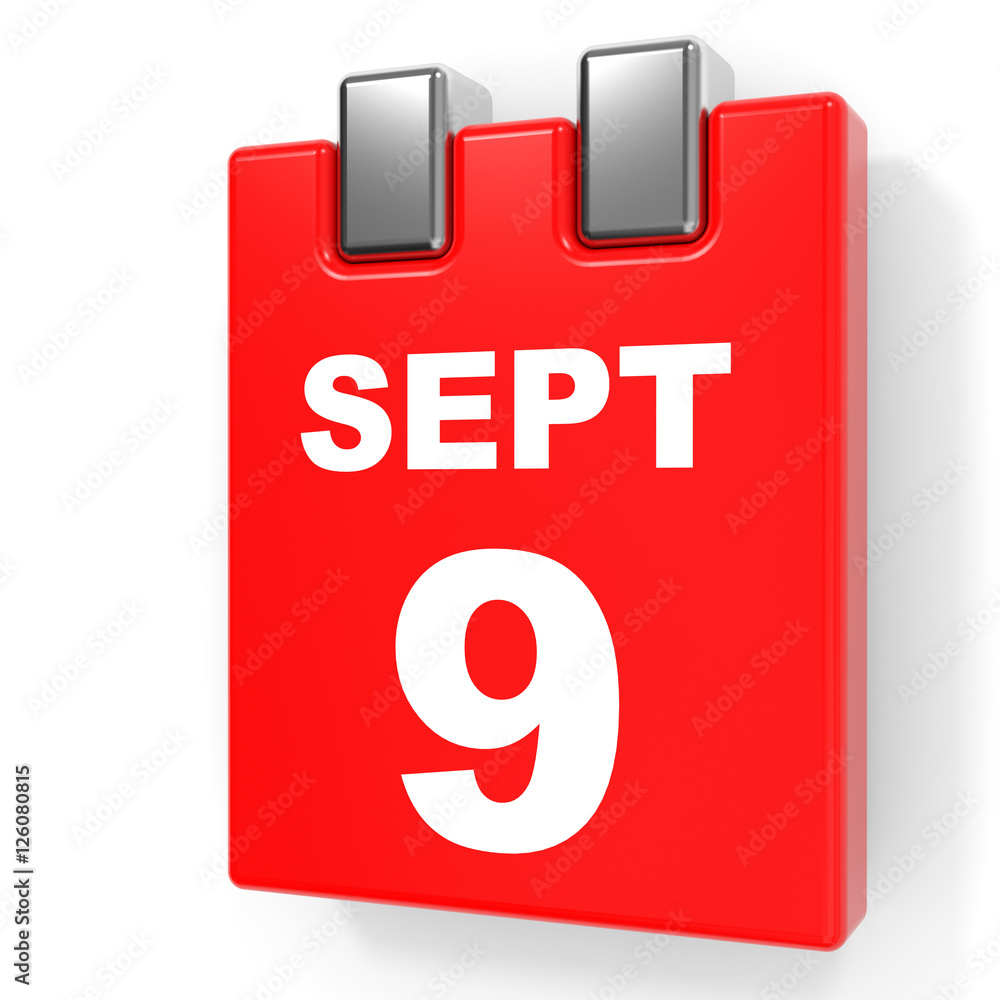 September 9. Calendar on white background. September 9. Calendar on white background.
