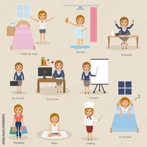 routine of businesss people and lifestyle.