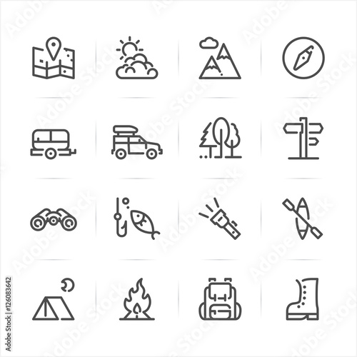 Camping icons with White Background 