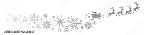 Weihnachtsmann mit Rentierschlitten und silberner Sternenschweif