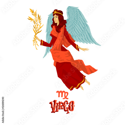Astrological zodiac sign Virgo. Part of a set of horoscope signs. Isolated vector illustration on white background.