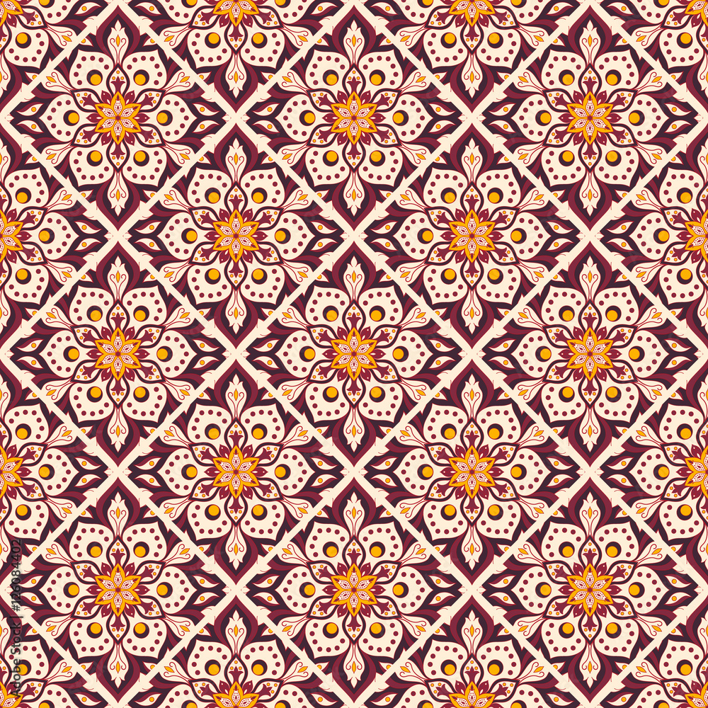 Seamless hand drawn mandala pattern.