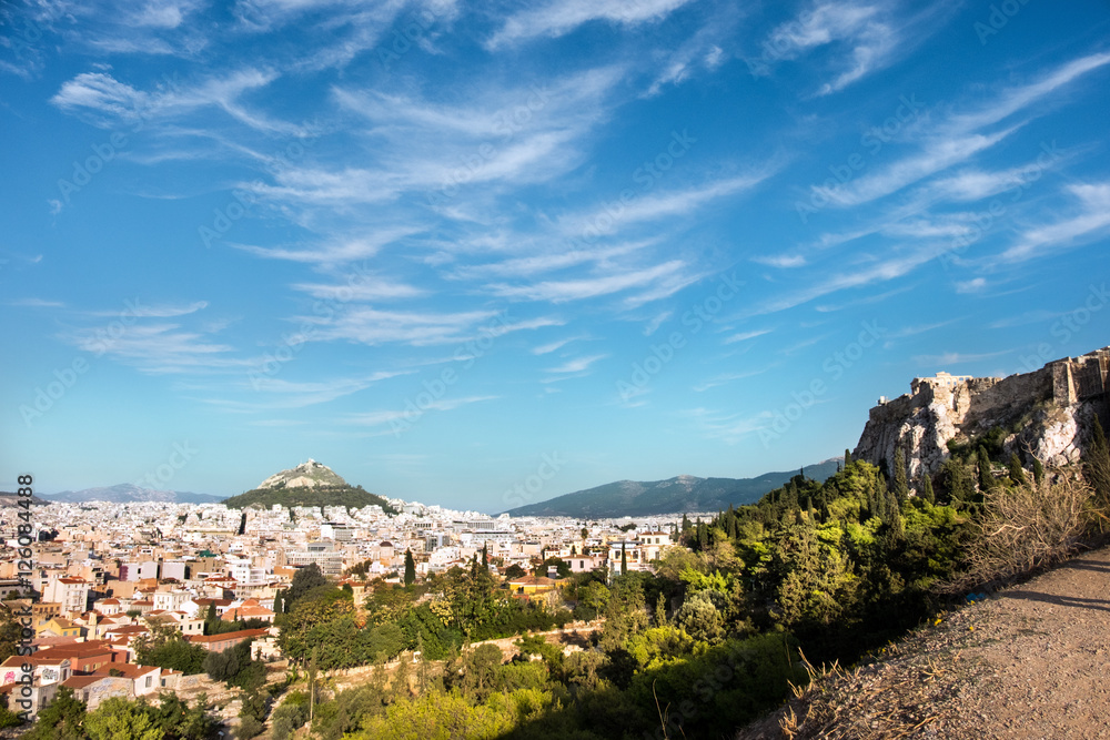 View towards the Mount Lycabettus from the Areopagus in Athens