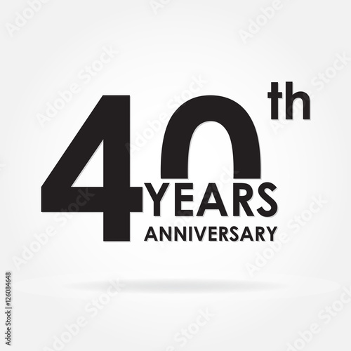 40 years anniversary icon or sign. Template for celebration and congratulation design.  Vector illustration of 40th anniversary label.