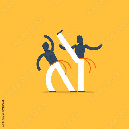 Two capoeiristas playing together