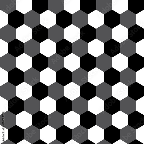 Black and white hexagon geometric seamless pattern, vector
