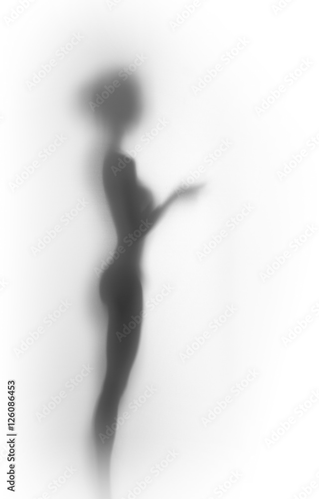 Sexy, slim woman silhouette, white background