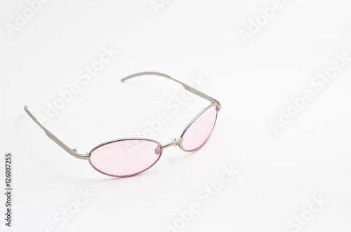 Eyeglasses frame isolated on white with .lens Pink