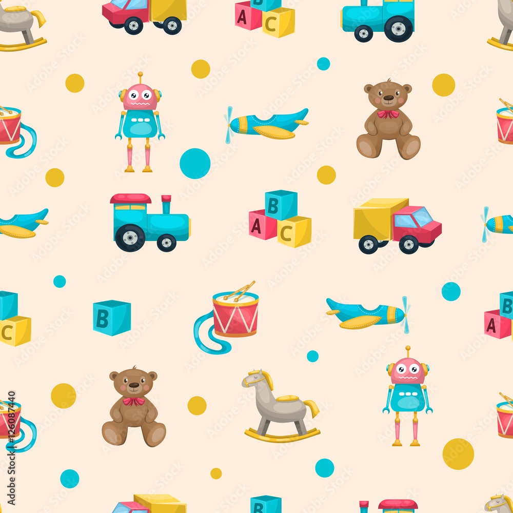 Fototapeta premium Kids Toys Pattern