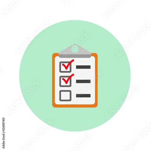 Icono plano clipboard color en circulo azul