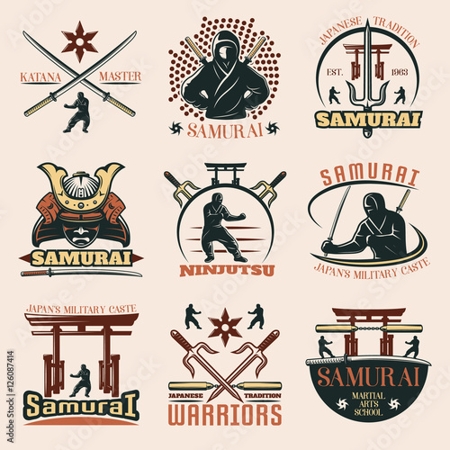 Samurai Colorful Emblems Set