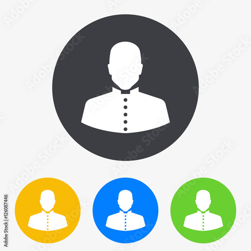 Icono plano silueta sacerdote en circulo varios colores