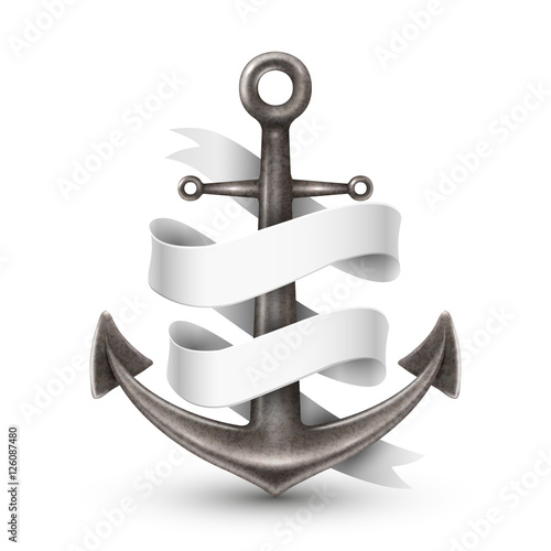 Anchor With Ribbon 3d Design