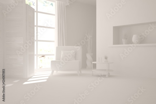 Fototapeta Naklejka Na Ścianę i Meble -  White interior with armchair
