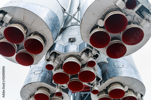 engines and nozzle Launch vehicle. Launch vehicle on the launch pad © OlegDoroshin