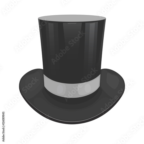 Vector illustration of a black cylinder hat on a white backgroun