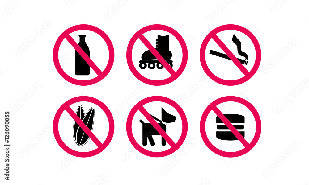 Set with icons prohibitory Set with icons prohibitory
