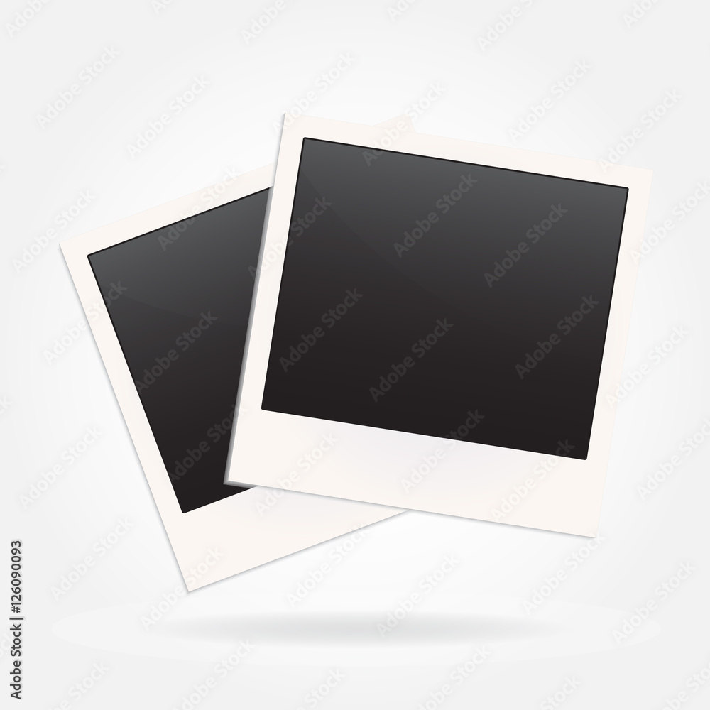 Photo frame blank in retro or old style isolated on white background. Vector illustration. - obrazy, fototapety, plakaty 