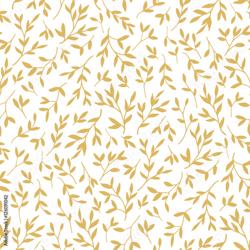 Golden leaves seamless pattern