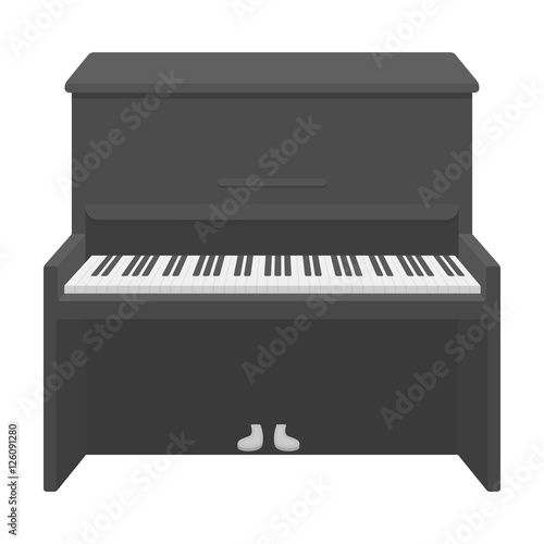 Piano icon in monochrome style isolated on white background. Musical instruments symbol stock vector illustration