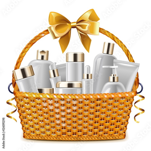 Vector Gift Basket with Cosmetic Packaging