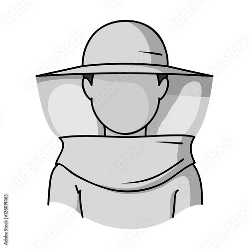 Beekeeper icon in monochrome style isolated on white background. Apiary symbol stock vector illustration