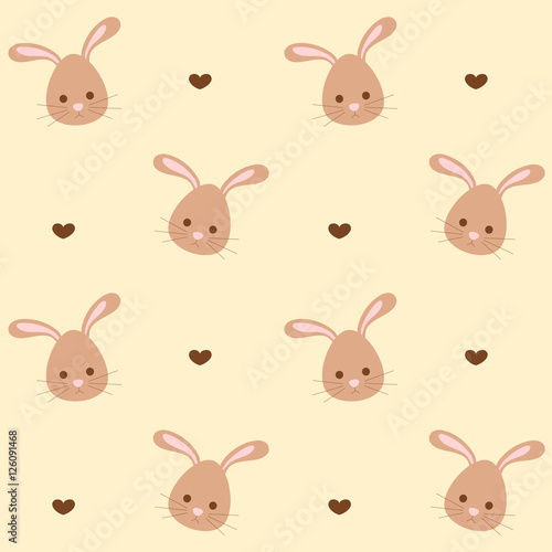 cute cartoon rabbit seamless vector pattern background illustration
