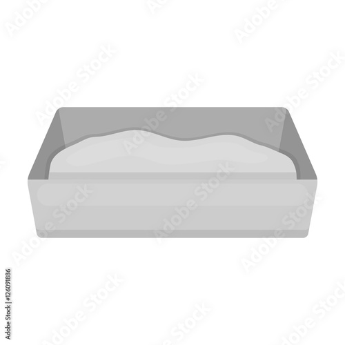 Litter box icon in monochrome style isolated on white background. Cat symbol stock vector illustration.