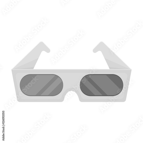 Anaglyph 3D glasses icon in monochrome style isolated on white background. Films and cinema symbol stock vector illustration.