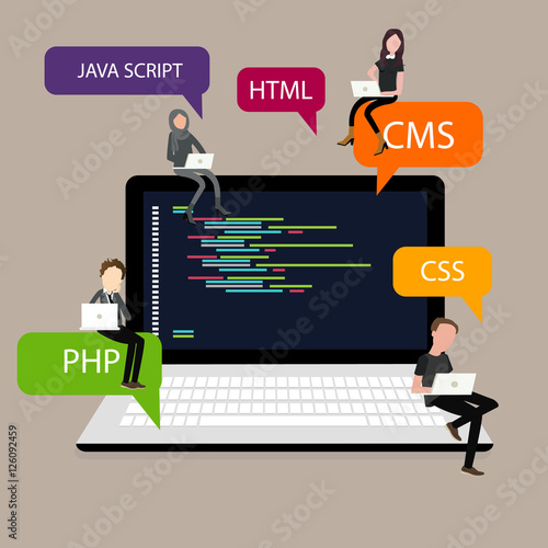 programming in laptop screen PHP HTML CSS