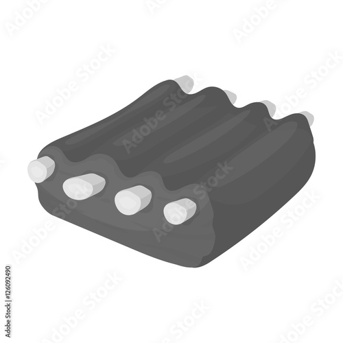 Pork ribs icon in monochrome style isolated on white background. Meats symbol stock vector illustration
