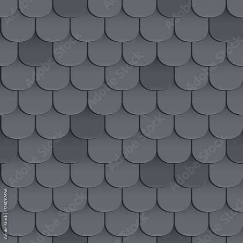 Shingles roof seamless pattern. Black color. Classic style. Vector illustration
