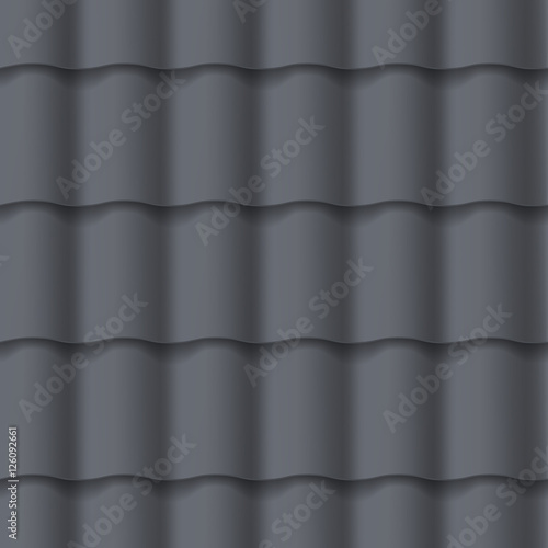 Tiled roof seamless pattern. Black color. Classic style. Vector illustration