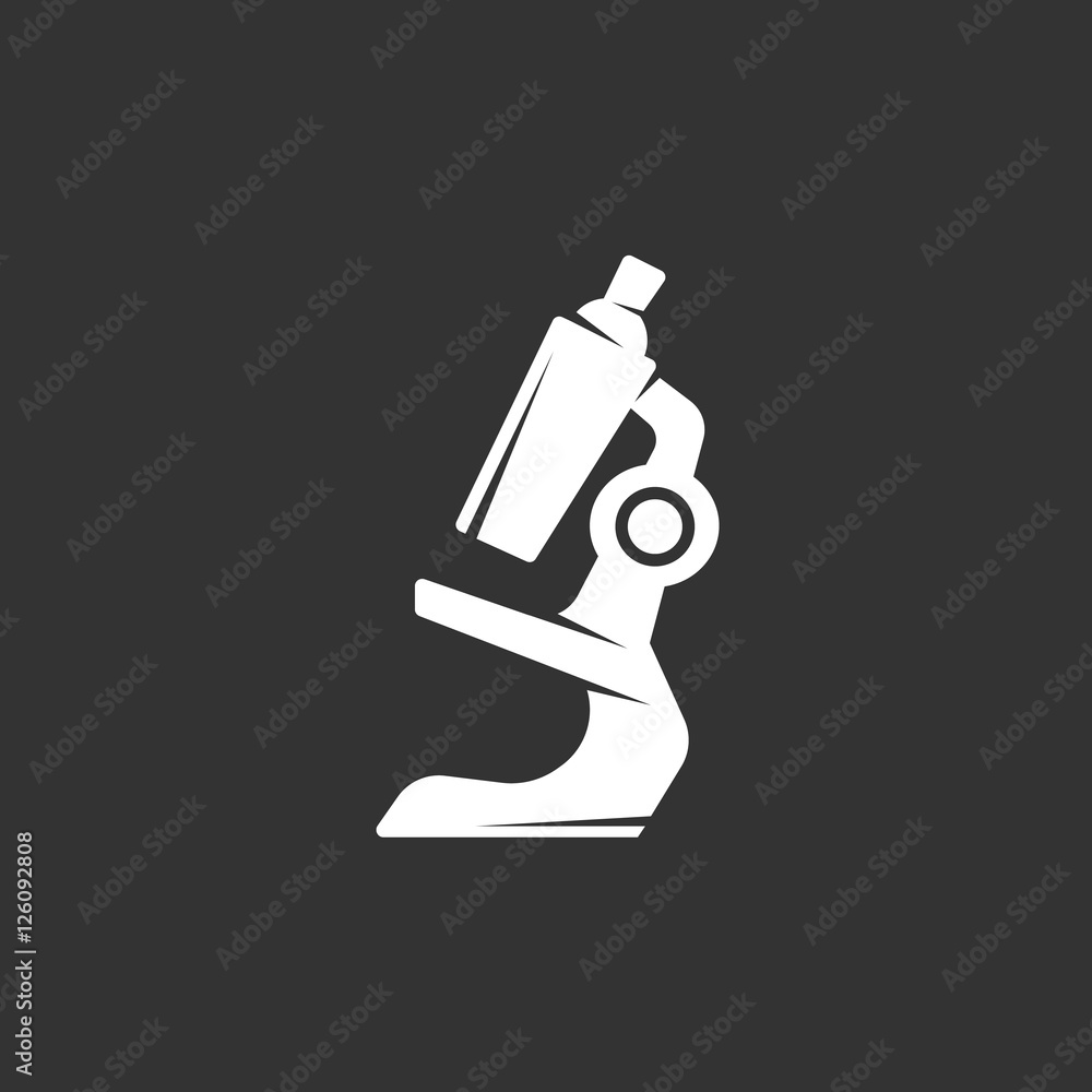 Microscope logo on black background. Vector icon Microscope logo on black background. Vector icon