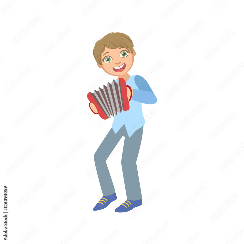 Boy In Blue Vest Playing Accordion Boy In Blue Vest Playing Accordion