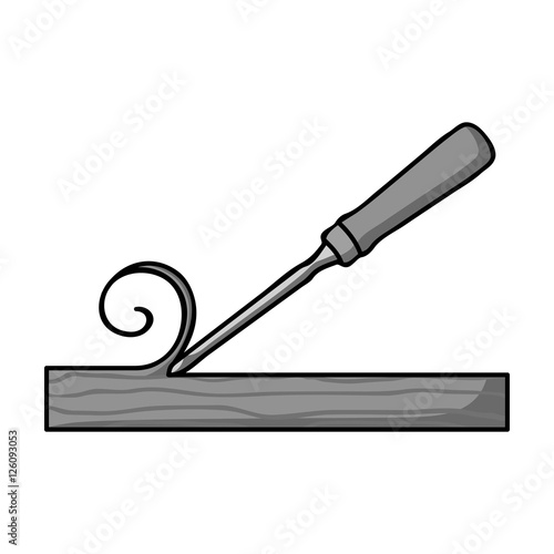 Chisel icon in monochrome style isolated on white background. Sawmill and timber symbol stock vector illustration.