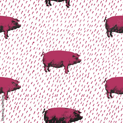 Seamless vector pattern wits pigs