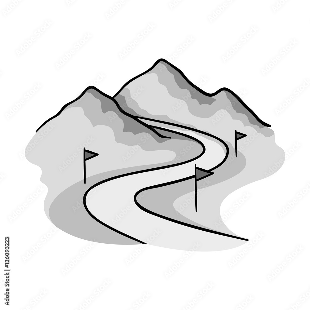 Ski track icon in monochrome style isolated on white background. Ski