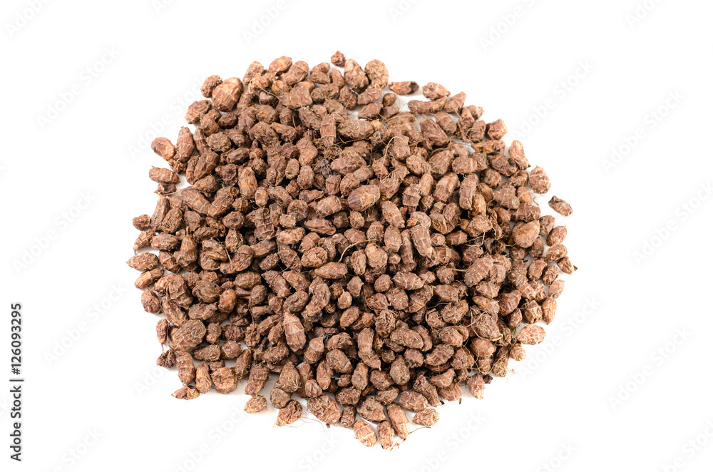 many tasty nuts Cyperus esculentus on a white background many tasty nuts Cyperus esculentus on a white background