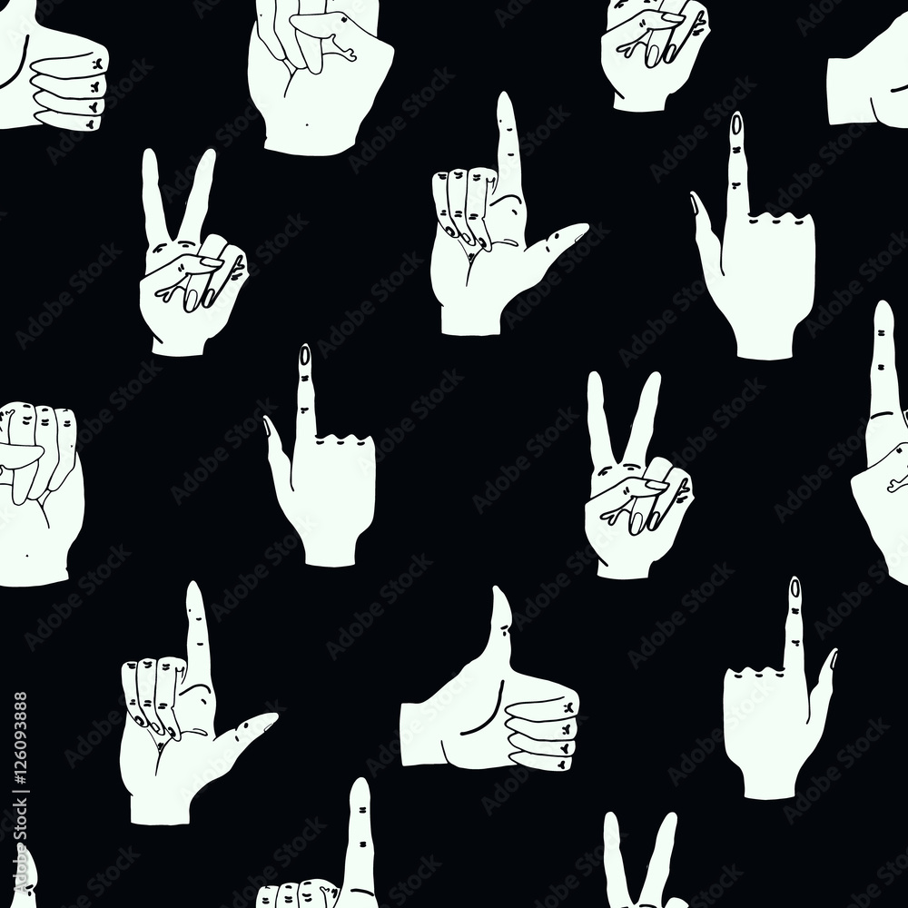 Fototapeta premium Seamless pattern with hands gestures