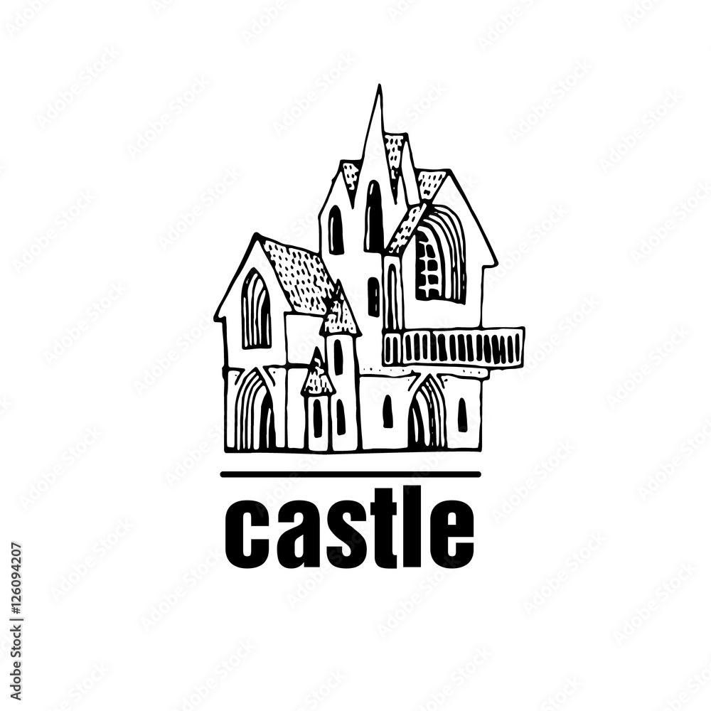 Abstract castle vector logo. Hand drawn. Abstract castle vector logo. Hand drawn.