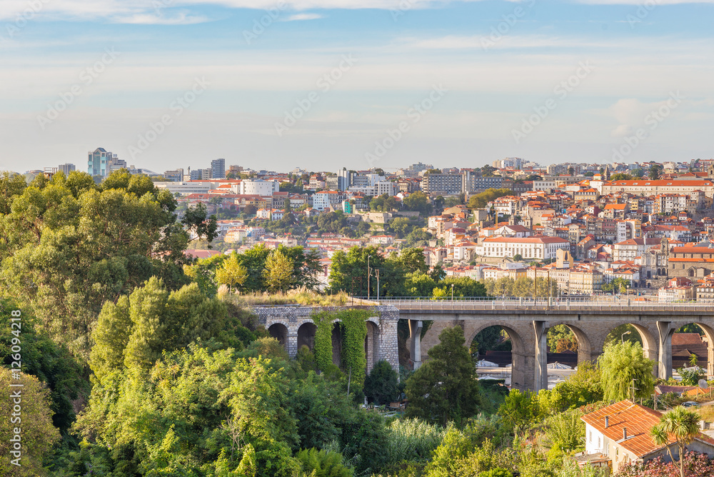 Porto city suburb viaduct cityscape buildings
